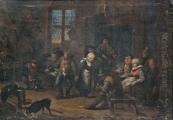 Bauerntanz Im Wirtshaus (+ Lustiges Treiben Im Wirtshaus; Pair) Oil Painting by Adriaen Jansz van Ostade