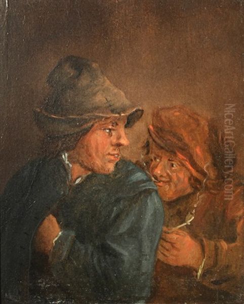 Two Boors Smoking Oil Painting by Adriaen Jansz van Ostade