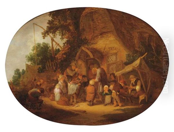 Peasants Making Music At A Village Feast Oil Painting by Adriaen Jansz van Ostade