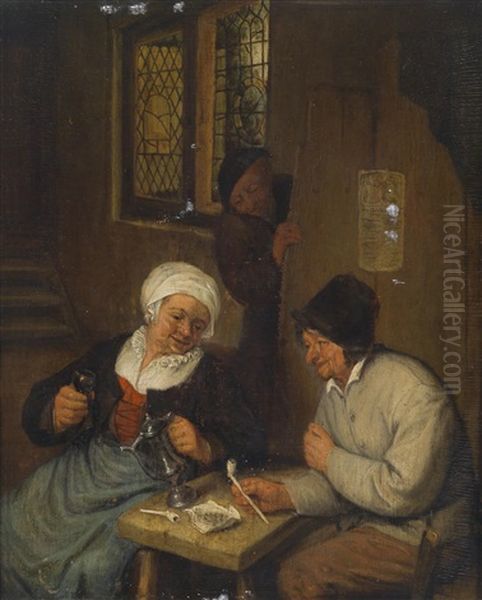 Interieur Mit Drei Personen Oil Painting by Adriaen Jansz van Ostade