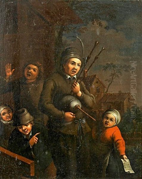 Dudelsackspieler Mit Kindern Oil Painting by Adriaen Jansz van Ostade