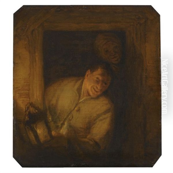 Two Peasants In An Interior Oil Painting by Adriaen Jansz van Ostade