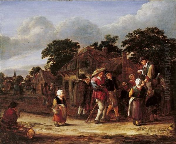 Dorfstrasse Mit Redner Oil Painting by Adriaen Jansz van Ostade