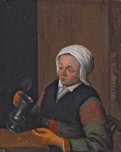 Bauerin Mit Zinnkrug Oil Painting by Adriaen Jansz van Ostade