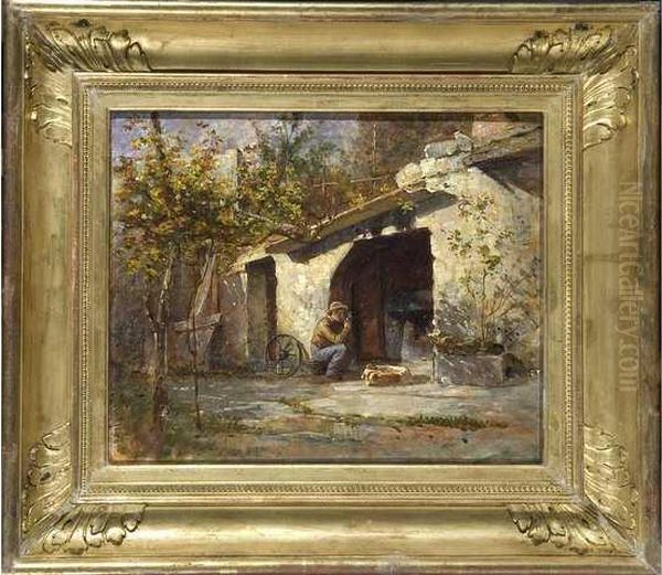 :le Repos Du Paysan Oil Painting by Henri Blanc-Fontaine