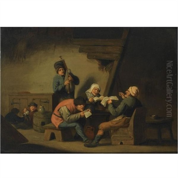 The Sense Of Hearing Oil Painting by Adriaen Jansz van Ostade