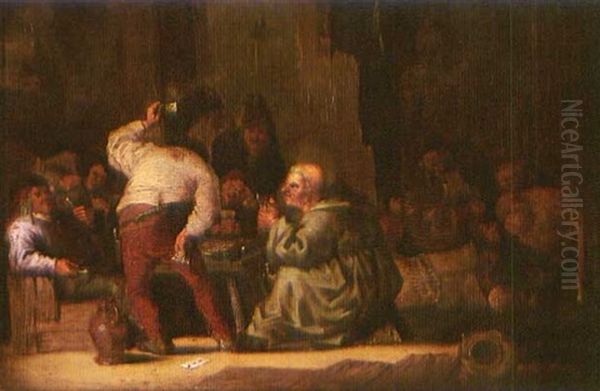 Bauerntaverne Mit Karten Spielendem Monch Oil Painting by Adriaen Jansz van Ostade