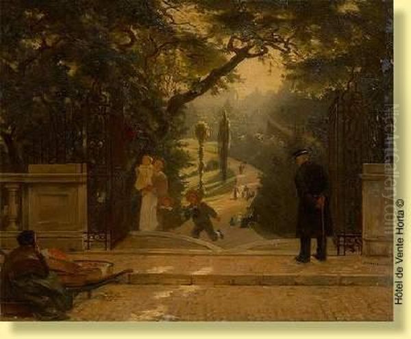 Enfants Jouant Dans Un Parc Oil Painting by Ernest Blanc-Garin