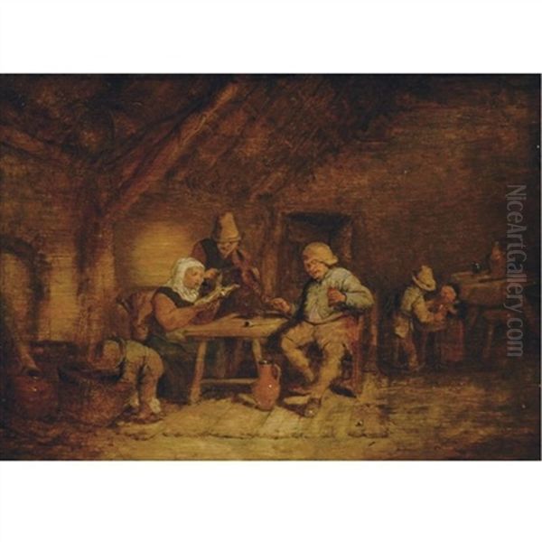 A Family Concert Oil Painting by Adriaen Jansz van Ostade