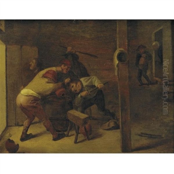 Peasant's Brawl Oil Painting by Adriaen Jansz van Ostade