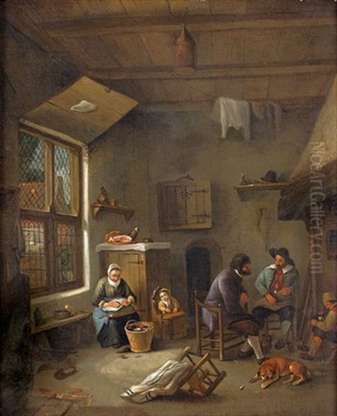 Interieur Mit Bauernfamilie Oil Painting by Adriaen Jansz van Ostade