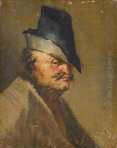 Portrait Of An Old Man, Head And Shoulders, Wearing A Hat Oil Painting by Adriaen Jansz van Ostade