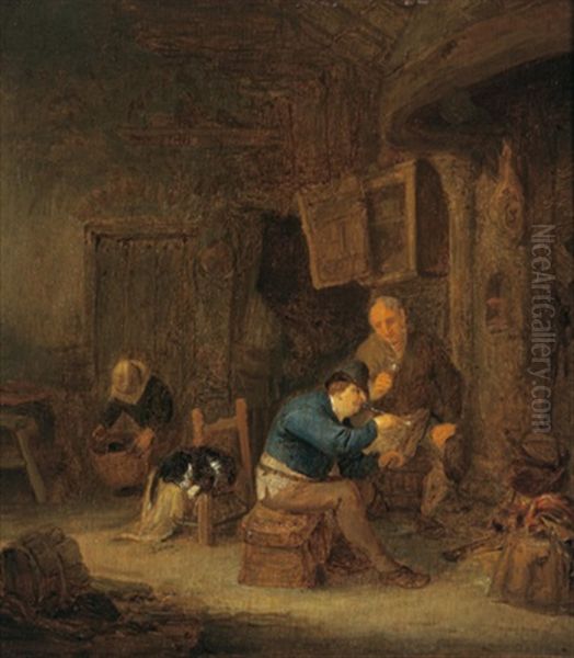 Bauern In Einer Scheune Oil Painting by Adriaen Jansz van Ostade