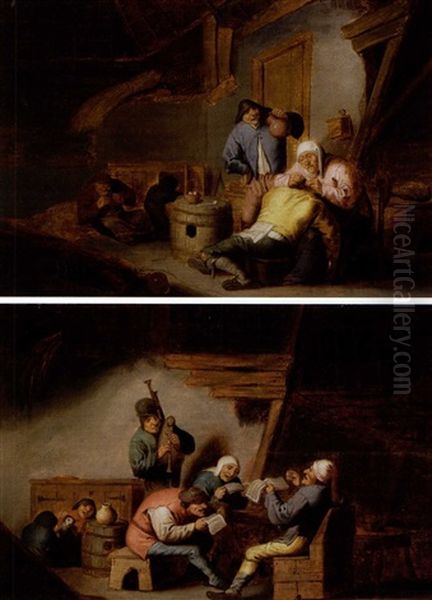 Allegorie Von Vier Sinnen: Fuhlen, Riechen, Tasten Und Sehen (set Of 4) Oil Painting by Adriaen Jansz van Ostade