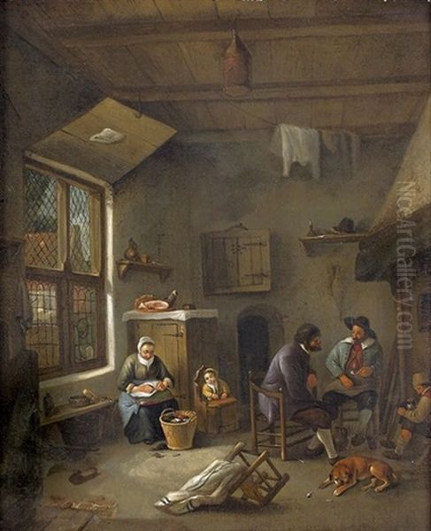 Interieur Mit Bauernfamilie Oil Painting by Adriaen Jansz van Ostade