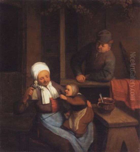 A Family At Play Oil Painting by Adriaen Jansz van Ostade