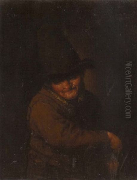 A Figure Holding An Instrument Oil Painting by Adriaen Jansz van Ostade