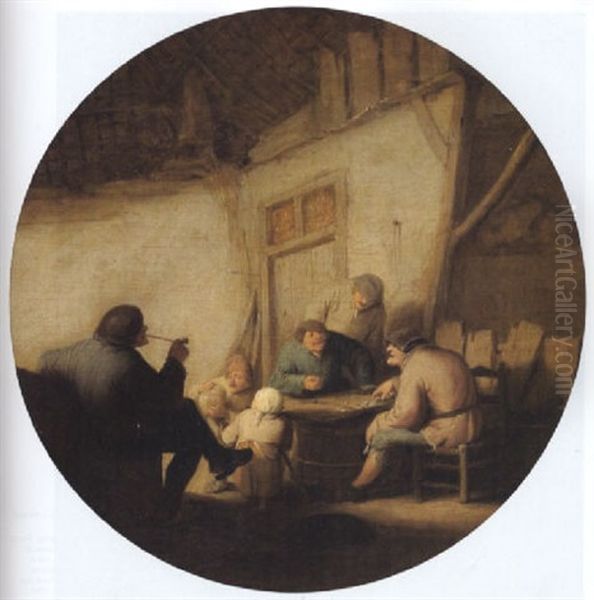 Bauern Beim Wurfelspiel In Einem Wirtshaus Oil Painting by Adriaen Jansz van Ostade