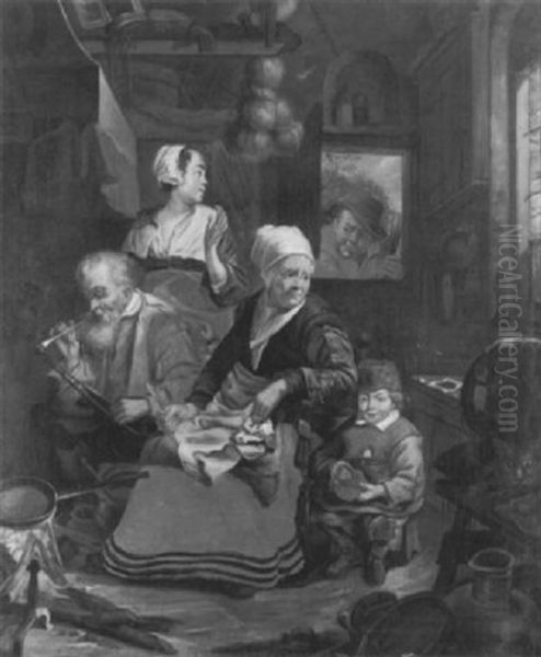 Bauerliches Interieur Oil Painting by Adriaen Jansz van Ostade