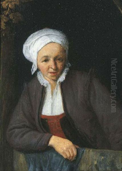 A Woman At The Doorway Oil Painting by Adriaen Jansz van Ostade