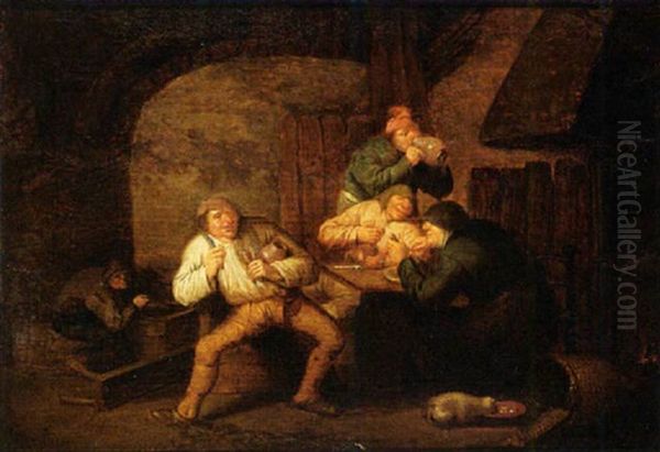 Peasants Drinking, Eating And Smoking In An Interior by Adriaen Jansz van Ostade