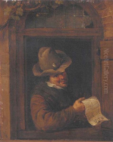 A Young Man At A Window Oil Painting by Adriaen Jansz van Ostade