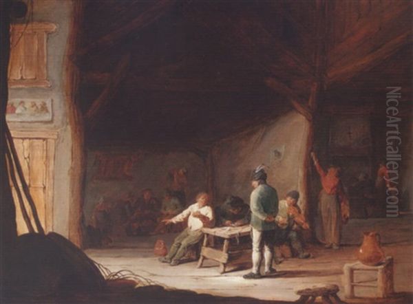 Tavern Interior With Peasants Playing Music Oil Painting by Adriaen Jansz van Ostade