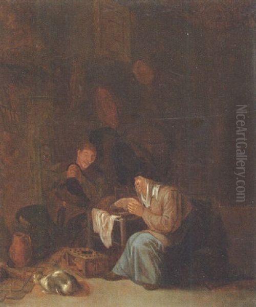 Grace Before Meat Oil Painting by Adriaen Jansz van Ostade