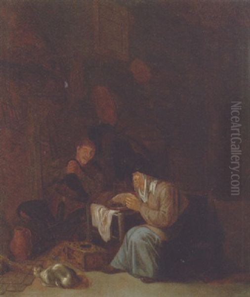 Grace Before Meat Oil Painting by Adriaen Jansz van Ostade