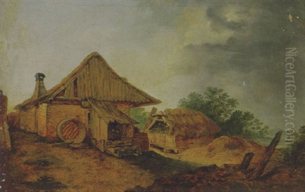 Farmyard Oil Painting by Adriaen Jansz van Ostade