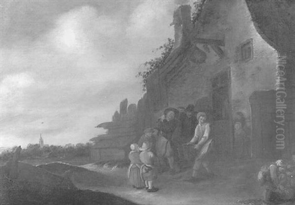 Aufbrechendes Landvolk Vor Der Dorfschenke Oil Painting by Adriaen Jansz van Ostade