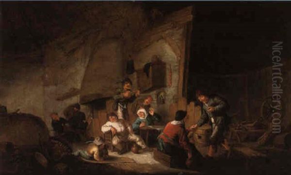 Boors Merrymaking In A Barn Oil Painting by Adriaen Jansz van Ostade