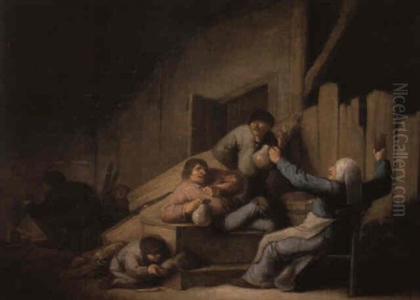 Frohliche Bauerngesellschaft In Einer Scheune Oil Painting by Adriaen Jansz van Ostade