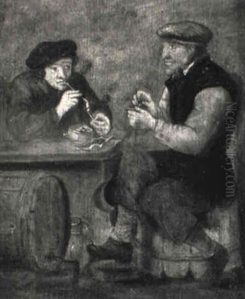 Zwei Pfeifenraucher In Einer Schenke Oil Painting by Adriaen Jansz van Ostade