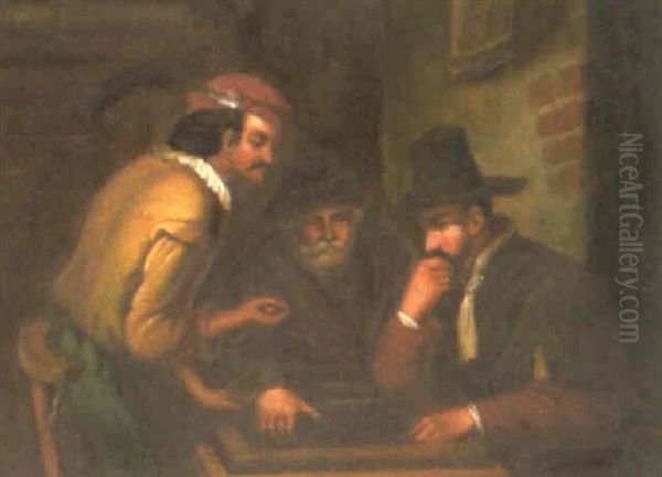 The Backgammon Players Oil Painting by Adriaen Jansz van Ostade