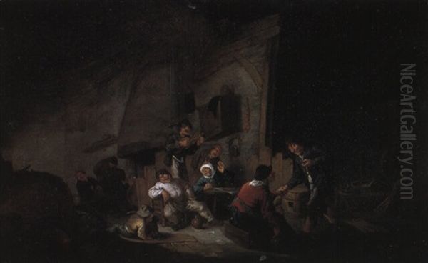 Boors Merrymaking In A Barn Oil Painting by Adriaen Jansz van Ostade