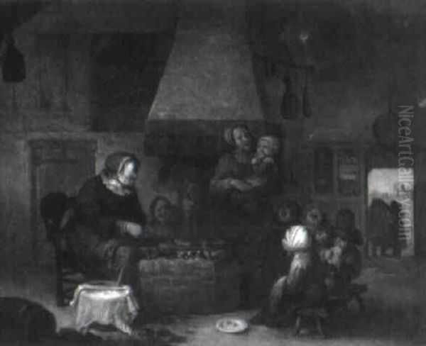 A Peasant Woman Cooking Pancakes by Adriaen Jansz van Ostade