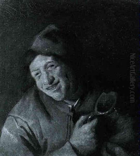 Lachender Bauer Mit Einem Krug Oil Painting by Adriaen Jansz van Ostade