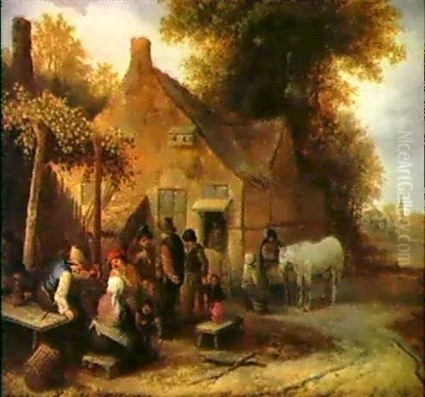 Bauern Vor Einem Wirtshaus Oil Painting by Adriaen Jansz van Ostade