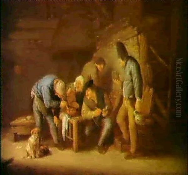 Lachende Und Trinkende Bauern In Einer Scheune Oil Painting by Adriaen Jansz van Ostade