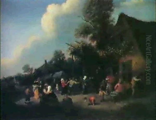 Tanzende Bauern Vor Einem Haus Oil Painting by Adriaen Jansz van Ostade