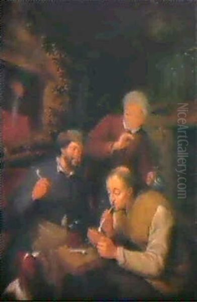 Zwei Pfeifenraucher In Der Schenke Oil Painting by Adriaen Jansz van Ostade