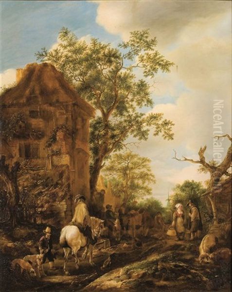 La Halte Oil Painting by Isaac Van Ostade