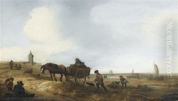 Scene De Plage Avec Pecheurs Oil Painting by Isaac Van Ostade