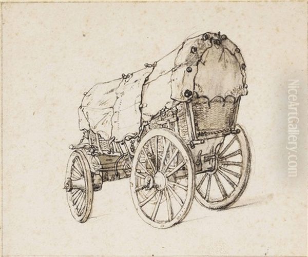 A Four-wheeled Wagon Oil Painting by Isaac Van Ostade