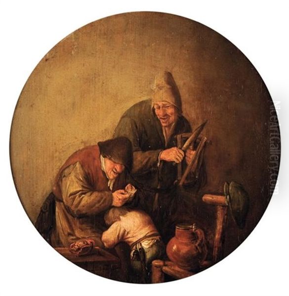 Paysan Avec Une Mere Qui Epouille Son Enfant Oil Painting by Isaac Van Ostade