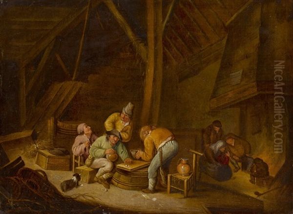 Bauern Beim Wurfelspiel Oil Painting by Isaac Van Ostade