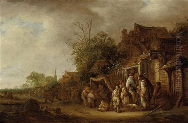 Markttreiben Vor Einem Dorf Oil Painting by Isaac Van Ostade