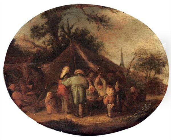 Peasants At A Kermesse Oil Painting by Isaac Van Ostade