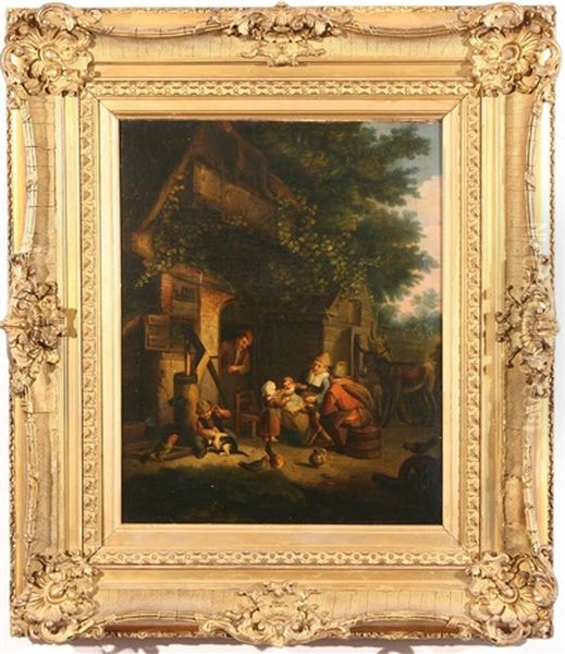 Peasant Family By A Cottage Oil Painting by Isaac Van Ostade